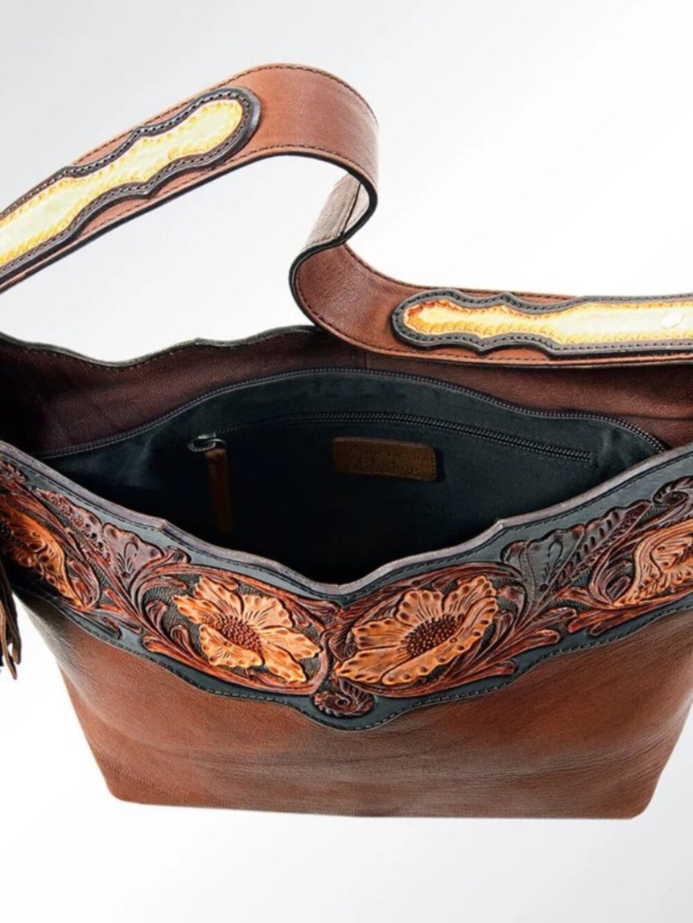American Darling Sunlit Floral Leather Shoulder Bag - Picture 6 of 7